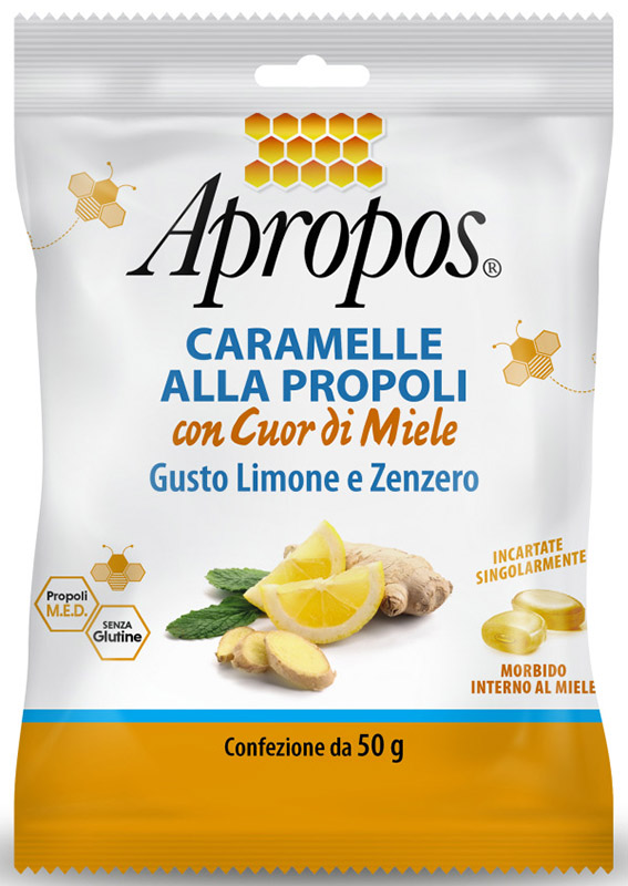 APROPOS CARAMELLE DURE LIMONE/ZENZERO CUOR DI MIELE 50 G - Pharmaleader
