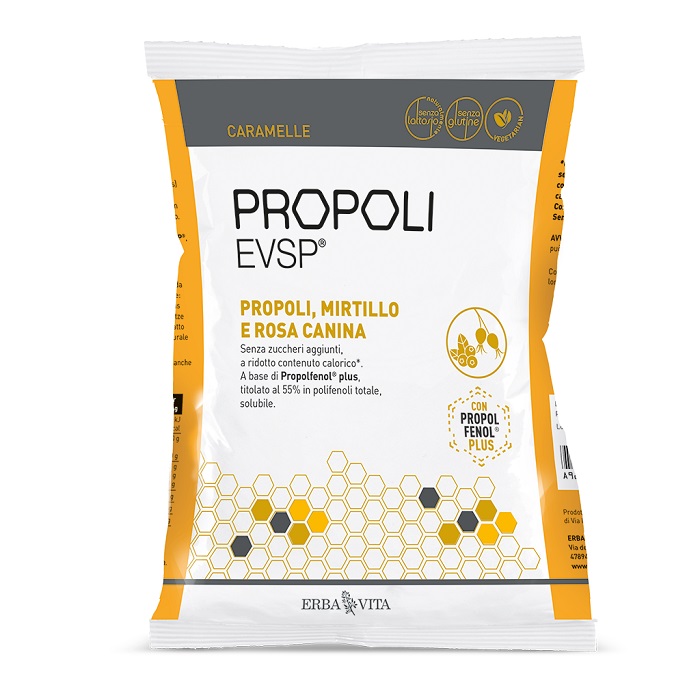 PROPOLI EVSP CARAMELLE PROPOLI MIRTILLO ROSA CANINA 65 G - Pharmaleader
