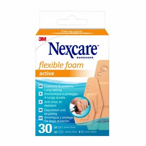 CEROTTO PREPARATO NEXCARE ACTIVE 360 GRADI N1030ASD04 ASSORTITI 3 MISURE 6 CEROTTI 23X28MM + 14 CEROTTI 22X57MM + 10 CEROTTI 28X76MM - Pharmaleader