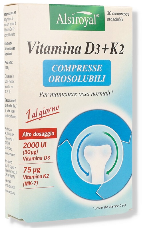 ALSIROYAL VITAMINA D3+K2 30 COMPRESSE OROSOLUBILI - Pharmaleader