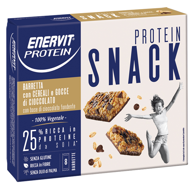 ENERVIT PROTEIN SNACK CEREALI CIOCCOLATO VEGETALE 8 BARRETTE 27 G - Pharmaleader