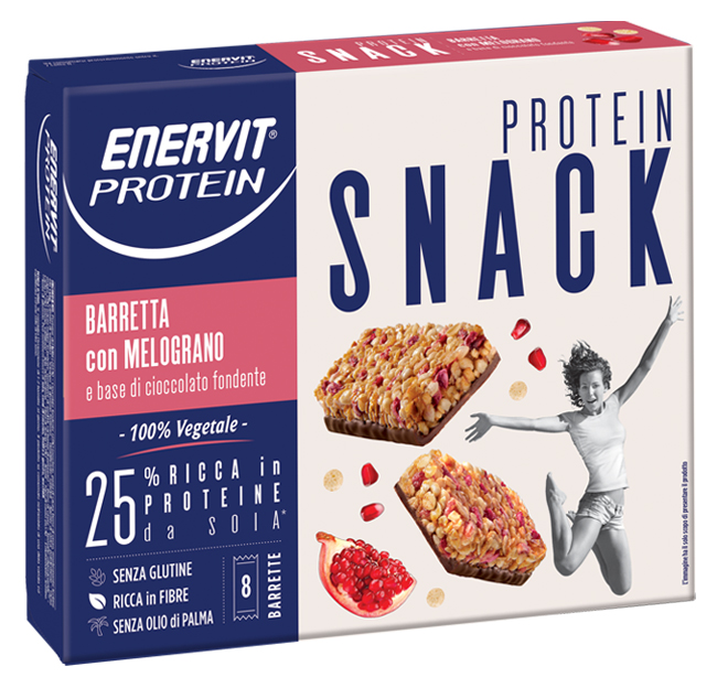 ENERVIT PROTEIN SNACK MELOGRANO RISO SOFFIATO VEGETALE 8 BARRETTE 27 G - Pharmaleader