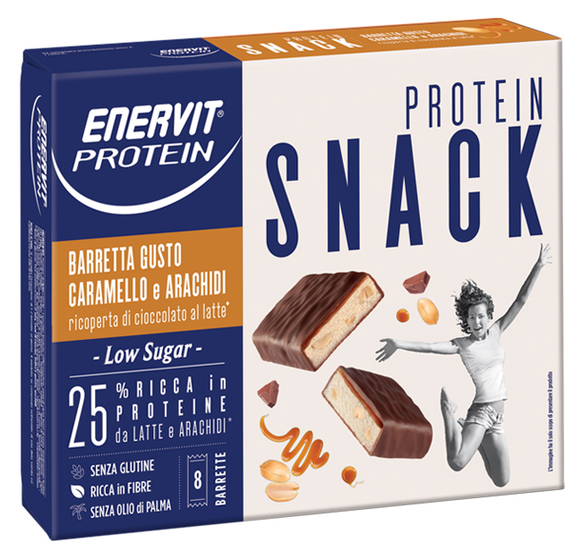 ENERVIT PROTEIN SNACK CARAMELLO ARACHIDI LOW SUGAR 8 BARRETTE 31 G - Pharmaleader