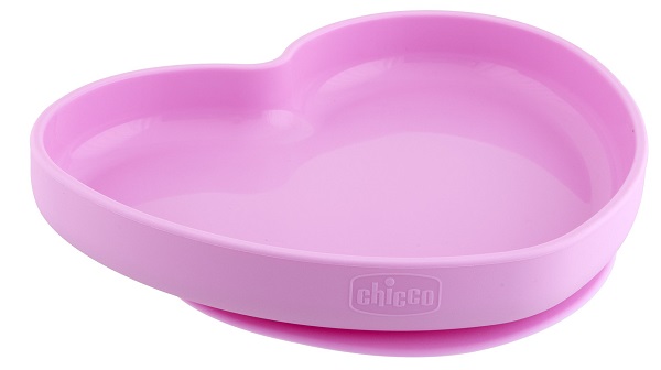 CHICCO PIATTO CUORE VENTOSA SILICONE ROSA - Pharmaleader