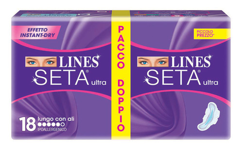 LINES SETA ULTRA ASSORBENTE LUNGO CON ALI 18 PEZZI - Pharmaleader