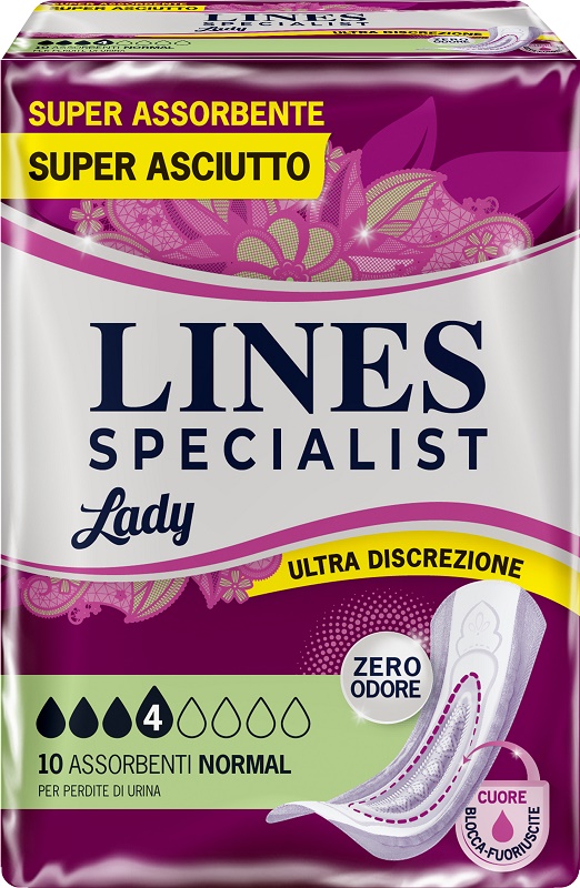 ASSORBENTI PER INCONTINENZA LINES SPECIALIST LADY NORMAL 10 PEZZI - Pharmaleader