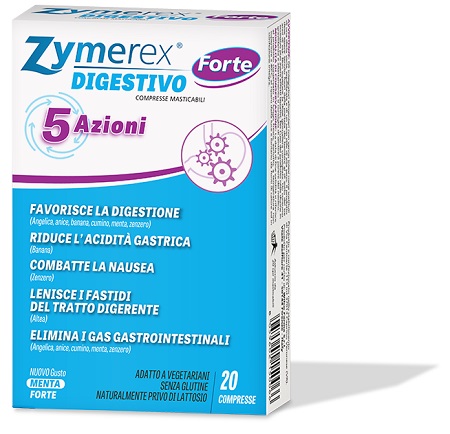 ZYMEREX DIGESTIVO FORTE 5 AZIONI 20 COMPRESSE MASTICABILI - Pharmaleader