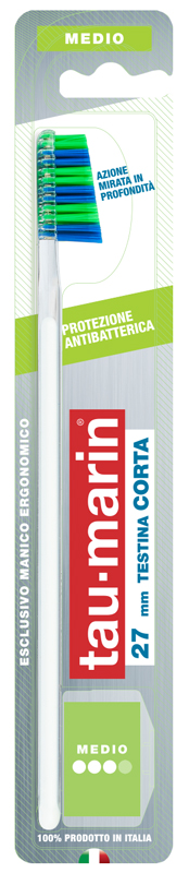 TAUMARIN PROFESSIONAL SPAZZOLINO 27 MEDIO TESTINA CORTA PROTEZIONE ANTIBATTERICA - Pharmaleader