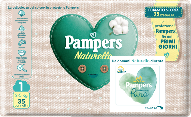 PANNOLINI PAMPERS PROTEZIONE PURA NATURELLO NEWBORN 35 PEZZI - Pharmaleader