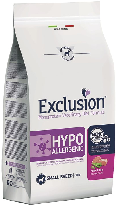EXCLUSION MONOPROTEIN VETERINARY DIET FORMULA HYPOALLERGENIC PORK AND PEA SMALL 2 KG - Pharmaleader