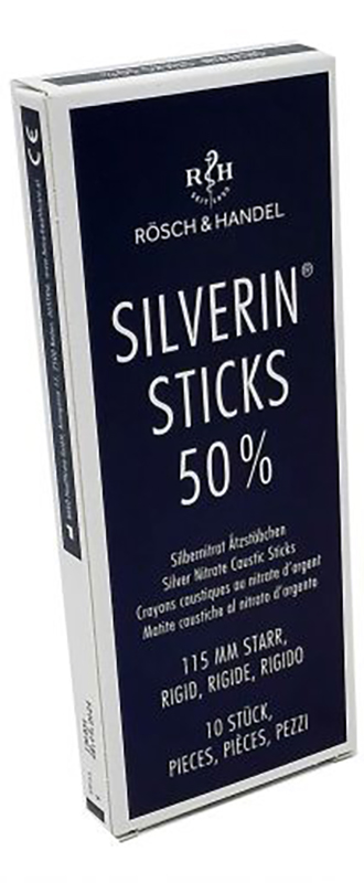 MATITA CAUSTICA SILVERIN NITRATO D'ARGENTO 50% RIGIDA LUNGHEZZA 115 MM 10 PEZZI - Pharmaleader