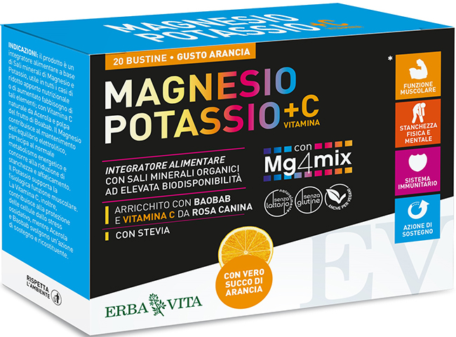MAGNESIO POTASSIO +C VITAMINA GUSTO ARANCIA 20 BUSTINE DA 3,8 G - Pharmaleader