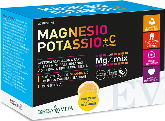 MAGNESIO POTASSIO +C VITAMINA GUSTO LIMONE 20 BUSTINE DA 3,8 G - Pharmaleader