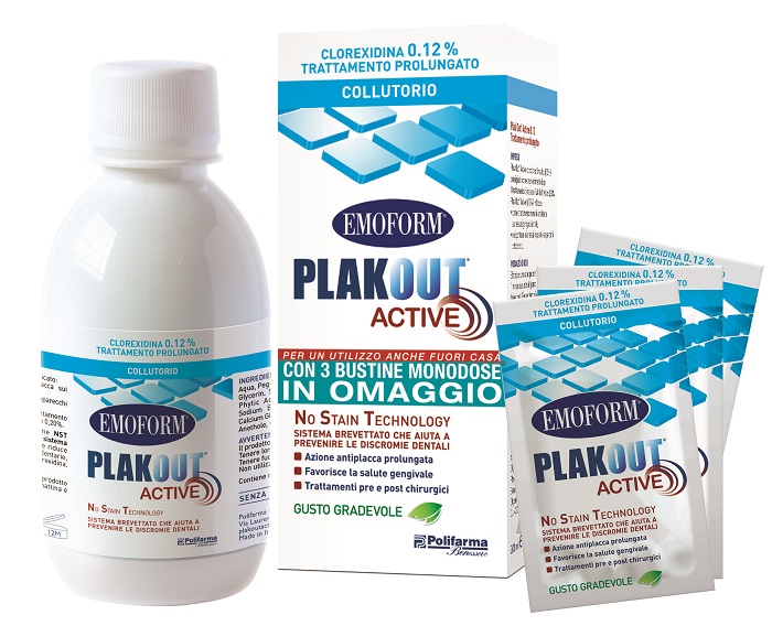 EMOFORM PLAKOUT ACTIVE 0,12% 200 ML + 3 BUSTE - Pharmaleader