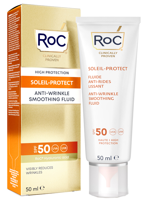 ROC FLUIDO SOLARE VISO SPF 50+ ANTI-RUGHE LEVIGANTE  50 ML - Pharmaleader