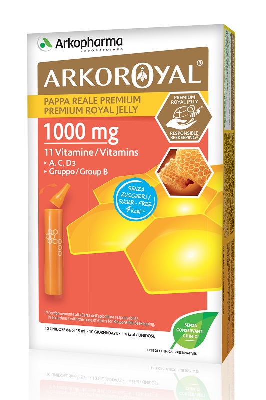 ARKOROYAL PAPPA REALE 1000 MG + VITAMINE SENZA ZUCCHERO 10 FIALE - Pharmaleader