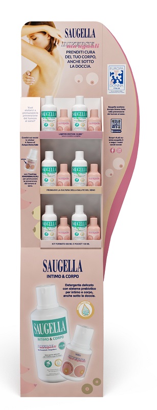 ESPOSITORE SAUGELLA DIVERSE MA UGUALI INTIMO&CORPO 12 BUNDLE DI INTIMO&CORPO 500 ML + 100 ML - Pharmaleader