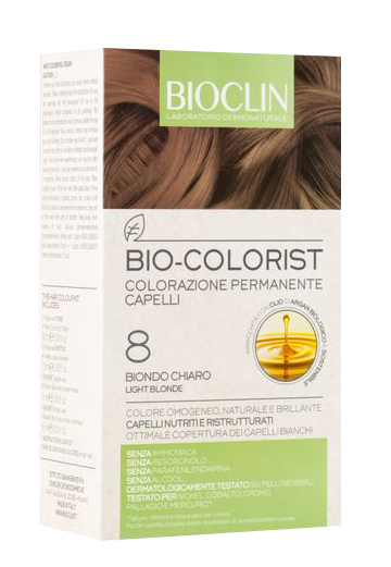 BIOCLIN BIO COLOR FAST&PERFECTION 8,0 BIONDO CHIARO CREMA COLORANTE 60 ML + RIVELATORE IN CREMA 60 ML + BIO COLOR SHAMPOO 10 ML + BIO COLOR MASCHERA 10 ML - Pharmaleader
