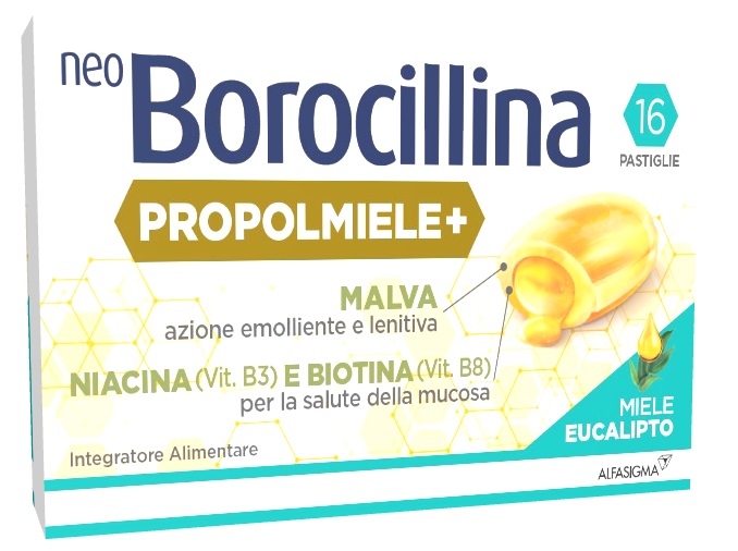 NEOBOROCILLINA PROPOLMIELE+ MIELE/EUCALIPTO 16 PASTIGLIE - Pharmaleader