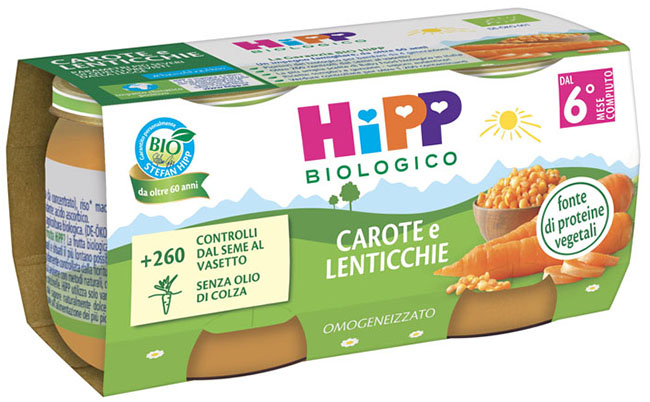 HIPP BIO OMOGENEIZZATO CAROTE/LENTICCHIE 2X80 G - Pharmaleader