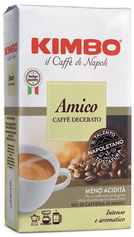 KIMBO AMICO CAFFE' TORREFATTO DECERATO E MACERATO 225 G - Pharmaleader