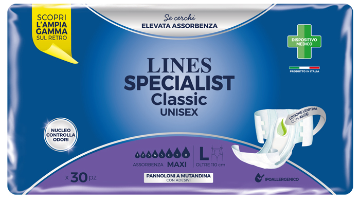 LINES SPECIALIST CLASSIC PANNOLONE MUTANDA MAXI LARGE 30 PEZZI - Pharmaleader