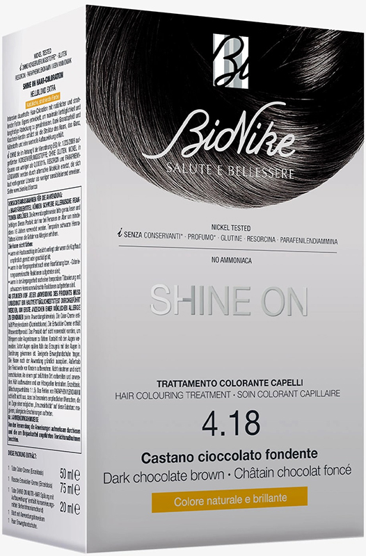 SHINE ON CASTANO CIOCCOLATO FONDENTE 4,18 FLACONE 75 ML + TUBO 50 ML - Pharmaleader