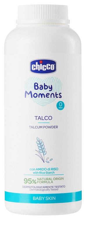 CHICCO BABY MOMENTS TALCO IN POLVERE CON AMIDO DI RISO 150 G - Pharmaleader
