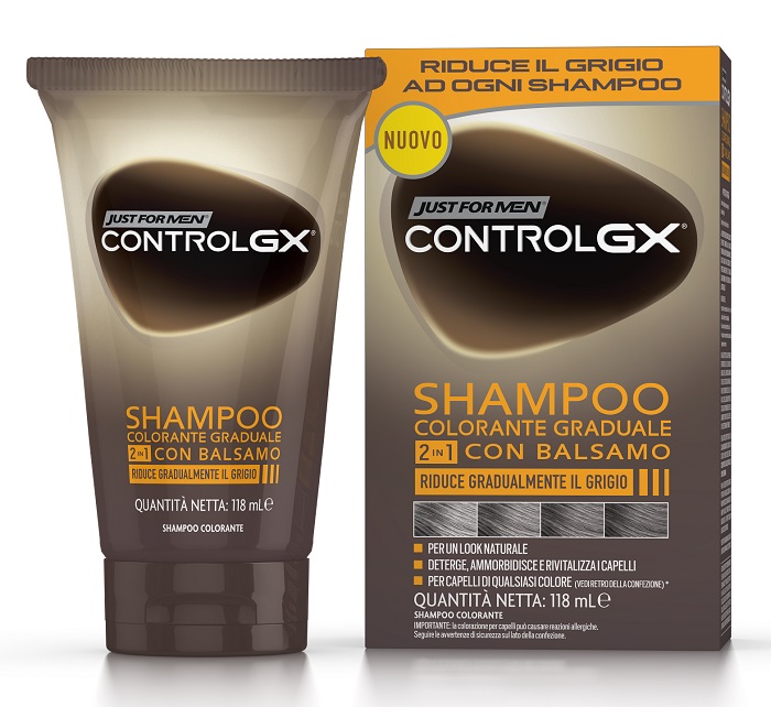 JUST FOR MEN CONTROL GX SHAMPOO COLORANTE GRADUALE 2 IN 1 CON BALSAMO 150 ML - Pharmaleader