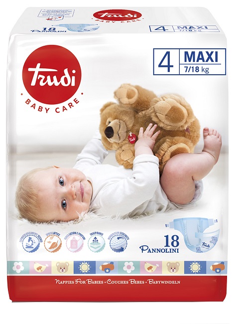 TRUDI BABY CARE PANNOLINO BAMBINI MAXI 7/18 KG 18 PEZZI - Pharmaleader