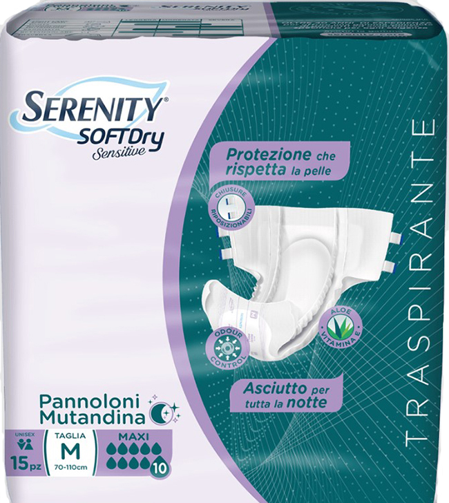 PANNOLONE MUTANDINA SERENITY SD SENSITIVE MAXI M 15 PEZZI - Pharmaleader