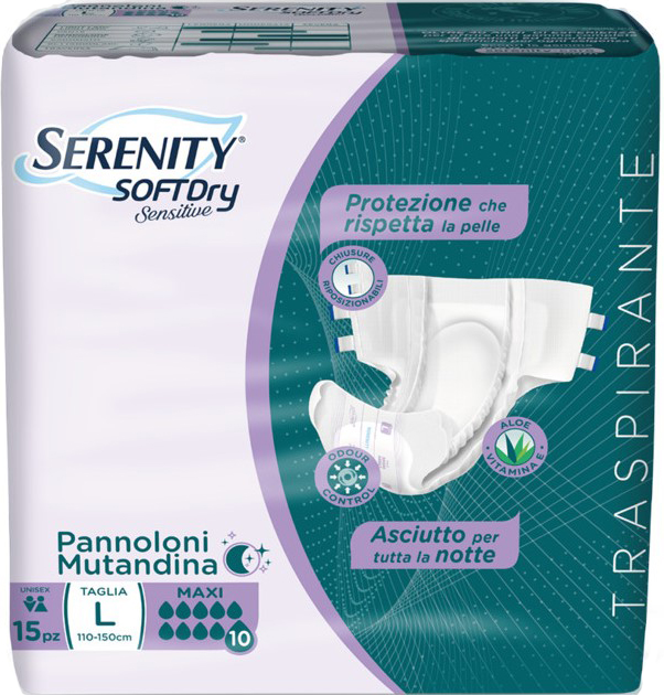 PANNOLONE MUTANDINA SERENITY SD SENSITIVE MAXI L 15 PEZZI - Pharmaleader