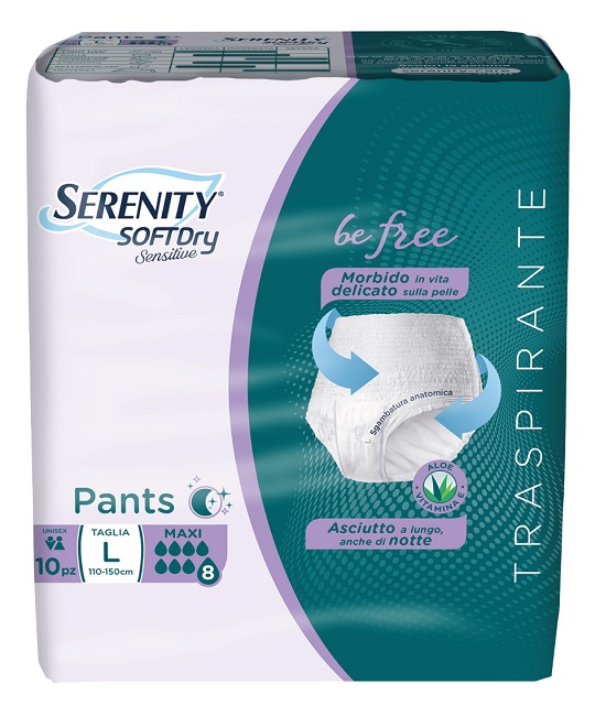 SERENITY PANTS SD SENSITIVE BE FREE MAXI L 10 PEZZI - Pharmaleader