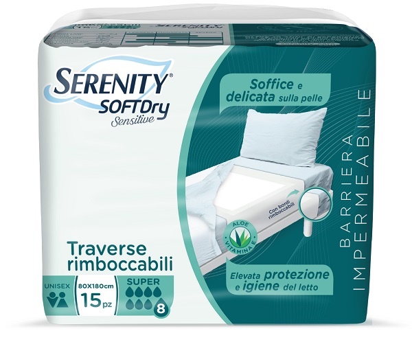 SERENITY TRAVERSA SD SENSIIVE SUPER 80X180 CM 15 PEZZI - Pharmaleader