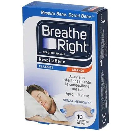 CEROTTI NASALI BREATHE RIGHT CLASSICI GRANDI 10 PEZZI - Pharmaleader