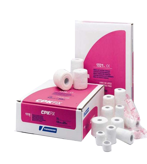 FARMABAN CPK FIX LATEX FREE 10CM X 20M BENDA ELASTICA COESIVA DI FISSAZIONE LATEX FREE DISPENSER BOX 16 PEZZI - Pharmaleader