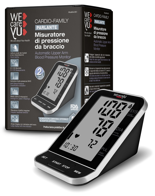 MISURATORE DI PRESSIONE DA BRACCIO PARLANTE WECAREYU CARDIO FAMILY - Pharmaleader