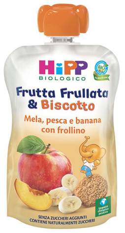 HIPP BIO FRUTTA FRULLATA &BISCOTTO MELA PESCA BANANA FROLLINO 90 G - Pharmaleader