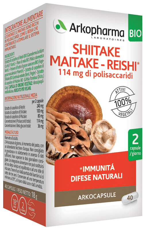 ARKOCAPSULE SHIITAKE MAITAKE REISHI BIO 40 CAPSULE - Pharmaleader