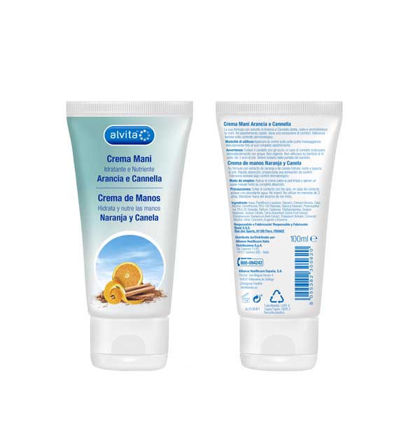 ALVITA CREMA MANI ARANCIA E CANNELLA 100 ML - Pharmaleader
