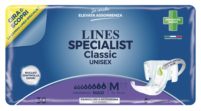 PANNOLONE A MUTANDINA LINES SPECIALIST CLASSIC MAXI MISURA MEDIA 30 PEZZI - Pharmaleader
