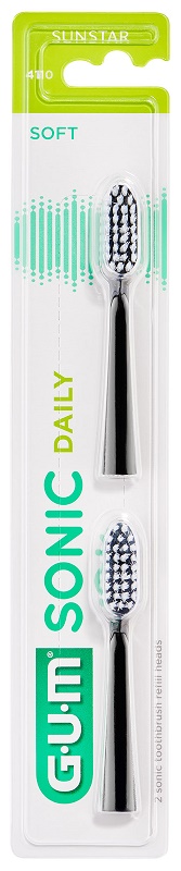 GUM SONIC DAILY SPAZZOLINO BATTERIA REFILL BLACK 2 PEZZI - Pharmaleader