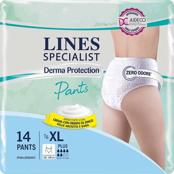 PANNOLONE PER INCONTINENZA LINES SPECIALIST DERMA PANTS PLUS XL 14 PEZZI - Pharmaleader