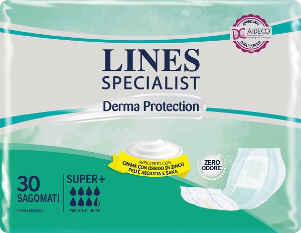 PANNOLONE PER INCONTINENZA LINES SPECIALIST DERMA SAGOMATO SUPER+ 30 PEZZI - Pharmaleader