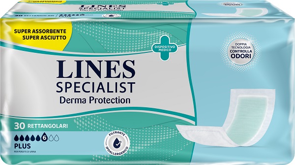PANNOLONE PER INCONTINENZA LINES SPECIALIST DERMA RETTANGOLARE 30 PEZZI - Pharmaleader