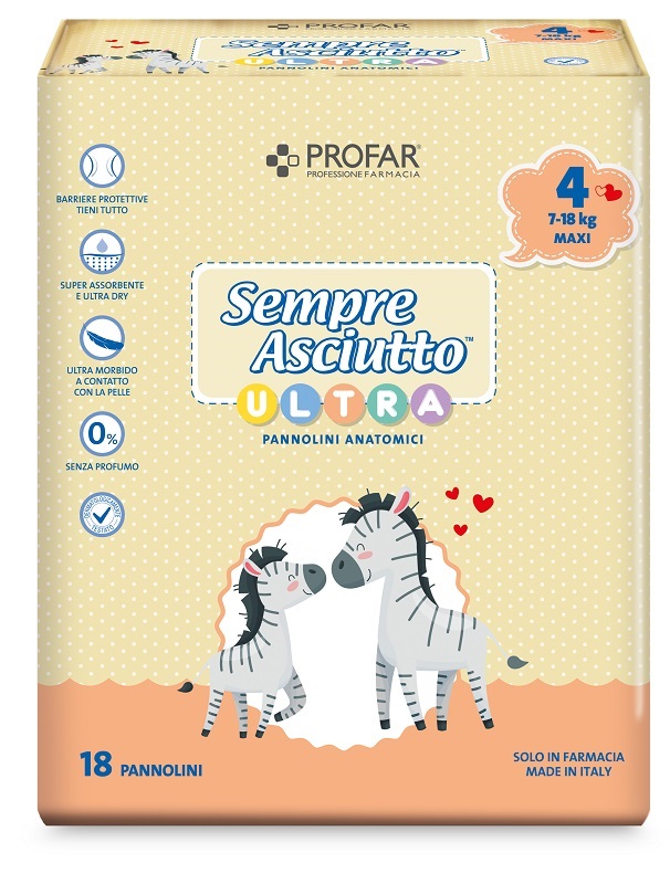 PANNOLINI PROFAR SEMPRE ASCIUTTO ULTRA MAXI 7/18 KG 18 PEZZI - Pharmaleader