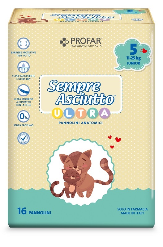 PANNOLINI PROFAR SEMPRE ASCIUTTO ULTRA JUNIOR 11/25 KG 16 PEZZI - Pharmaleader