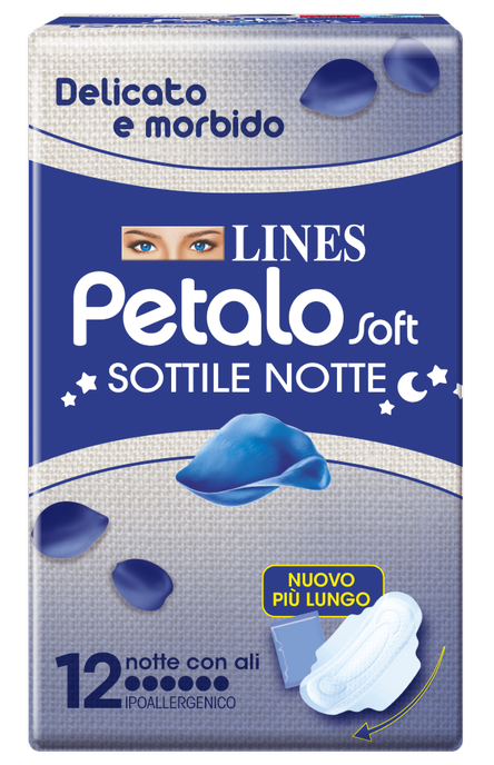 LINES PETALO SOFT SOTTILE NOTTE CON ALI IPOALLERGENICO 12 PEZZI - Pharmaleader