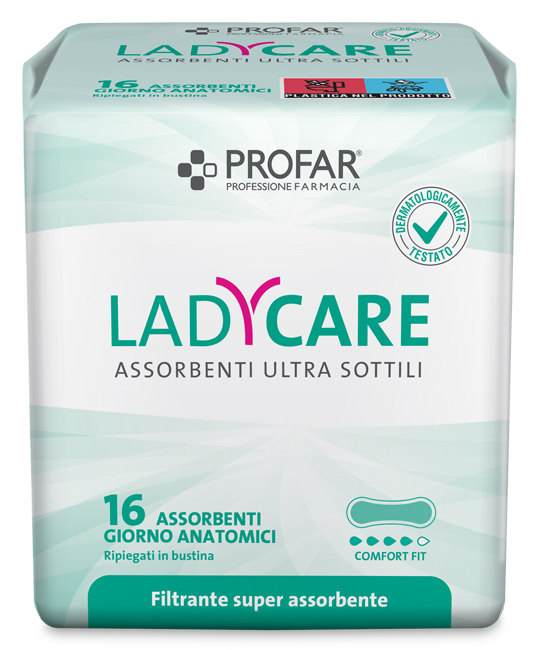 LADYCARE ASSORBENTI GIORNO ANATOMICI 16 PEZZI PROFAR - Pharmaleader