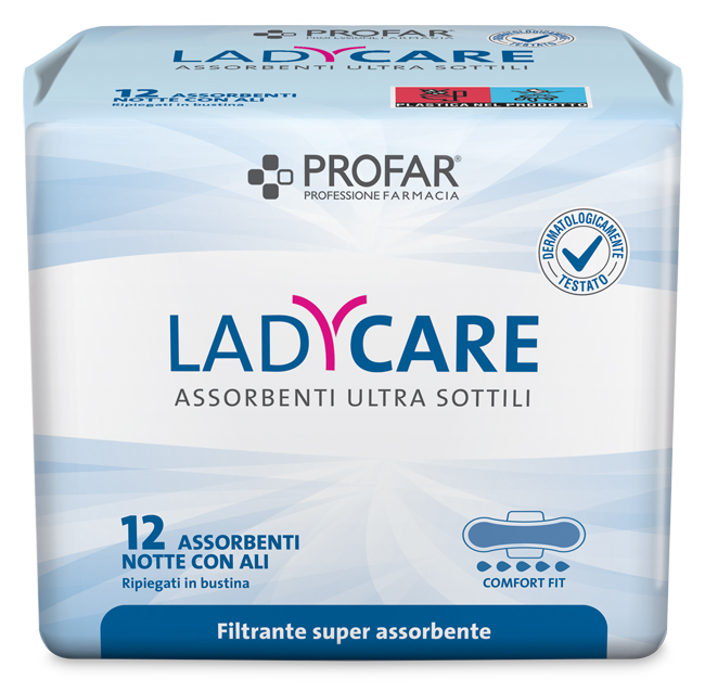 LADYCARE ASSORBENTI NOTTE CON ALI 12 PEZZI PROFAR - Pharmaleader